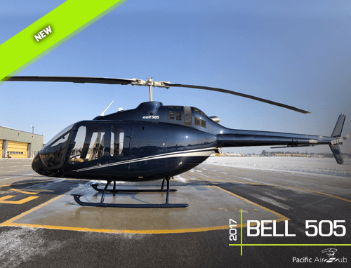 This corporate-configured 2017 Bell 505 features a Garmin 1000 suite, Synthetic Vision and HTAWS. It also boasts a Garmin Traffic Advisory, air conditioning, and an inlet barrier filter.